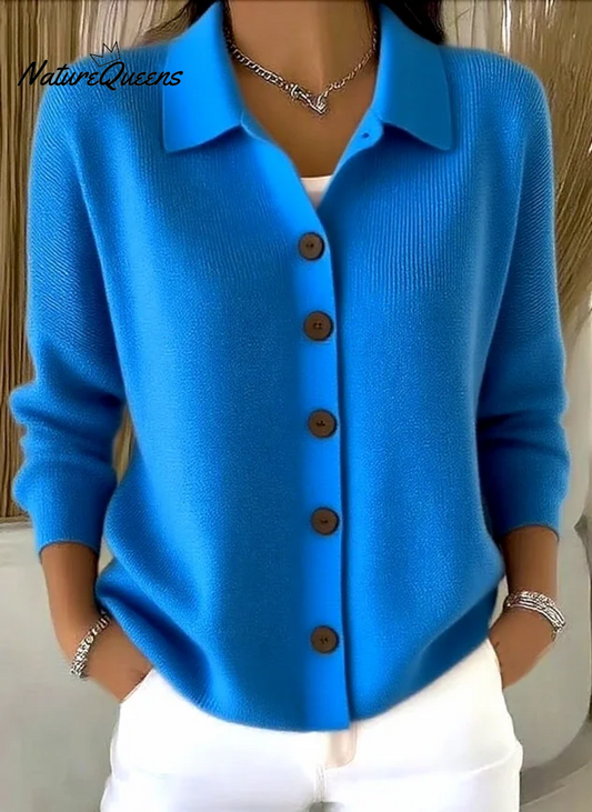 Lapel Button Knitted Cardigan Sweater