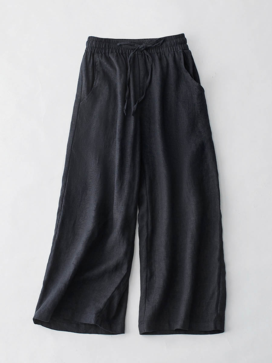 Breathable Elastic Pocket Lazy Casual Cotton and Linen Loose Pants