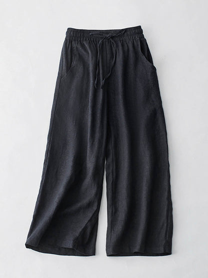 Breathable Elastic Pocket Lazy Casual Cotton and Linen Loose Pants