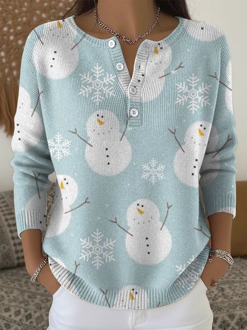 Cute Little Snowman Casual Printed Sweater