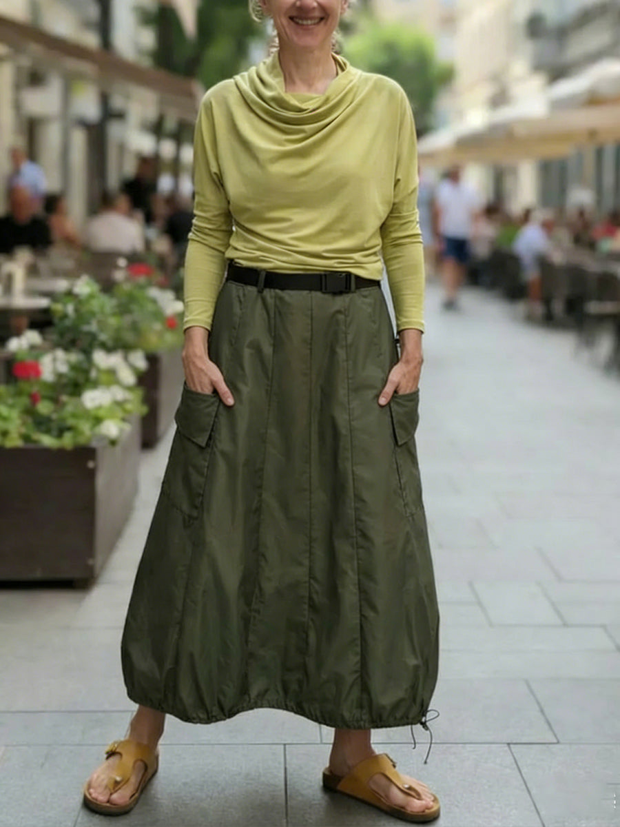 Casual Pocket Balloon Skirt