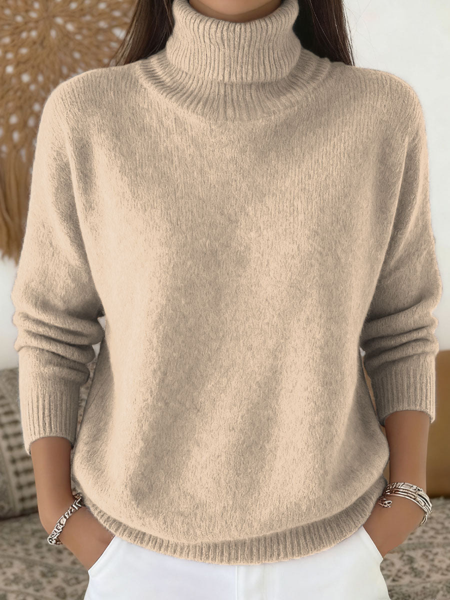 Solid Color Casual Knit Turtleneck Pullover Sweater