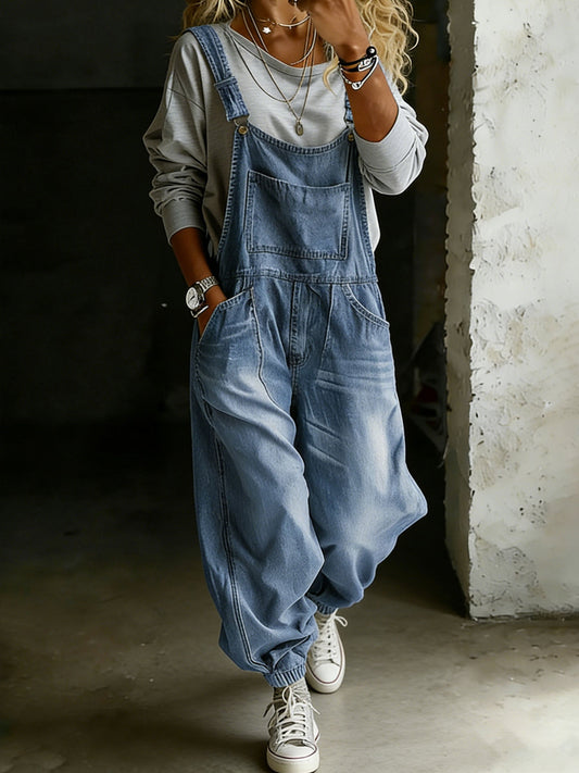 Casual One Piece Denim Jumpsuit