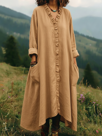 Vintage Lace V-Neck Irregular Hem Dress