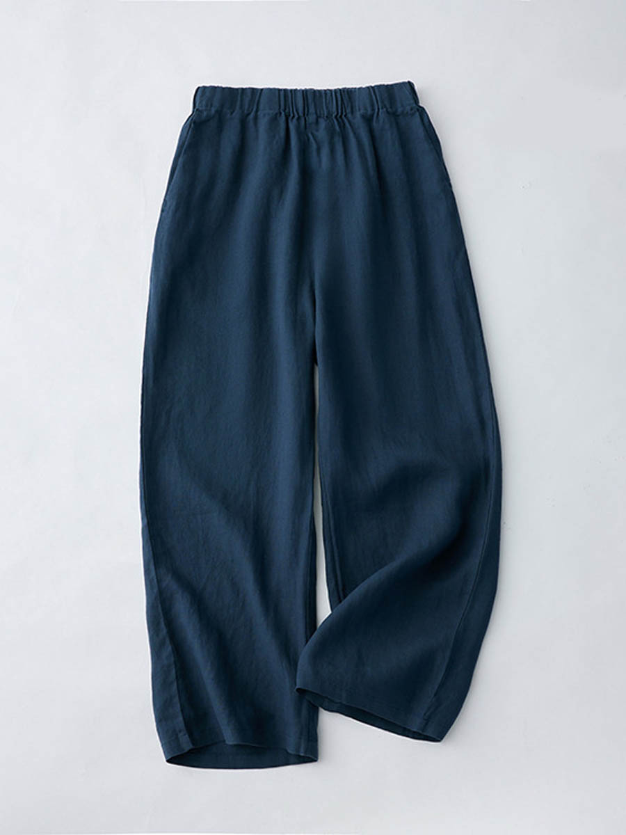 Breathable Elastic Pocket Lazy Casual Cotton and Linen Loose Pants