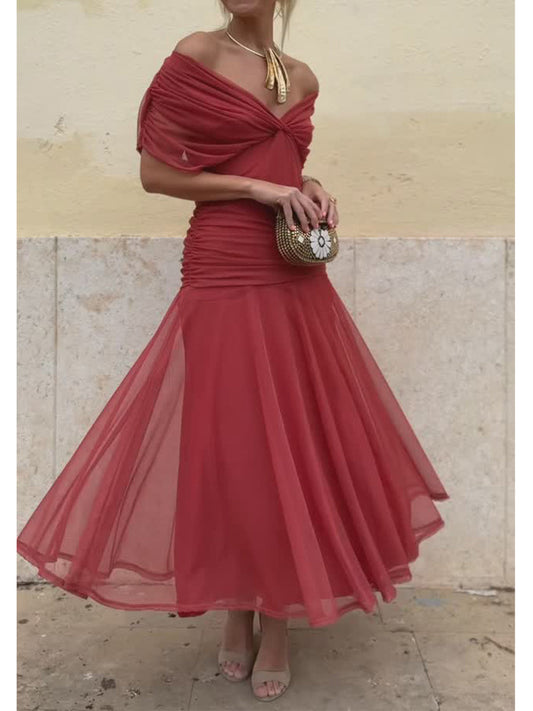 Elegant Mesh Boutonniere Dress