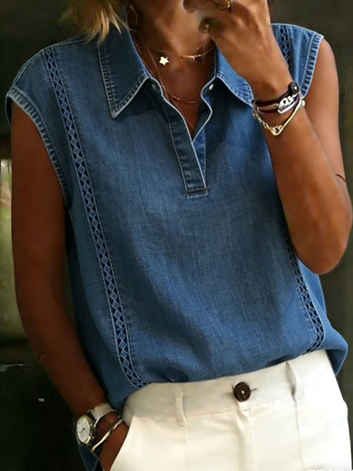 Solid Color Casual Cotton Denim Shirt