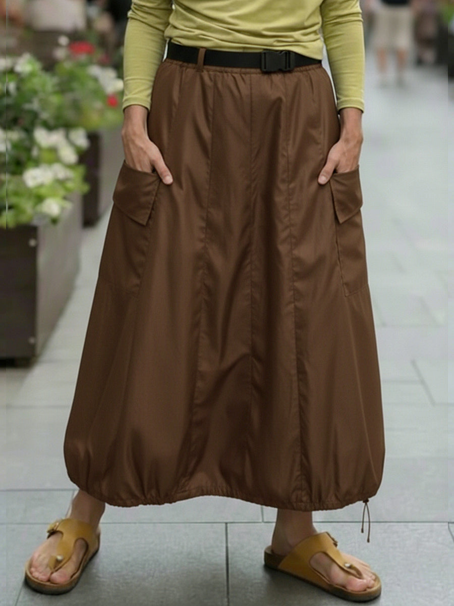 Casual Pocket Balloon Skirt