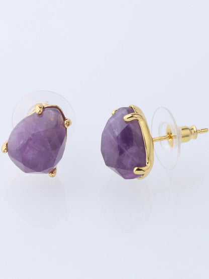 Bohemian Natural Crystal Stone Cut Water Drop Earrings