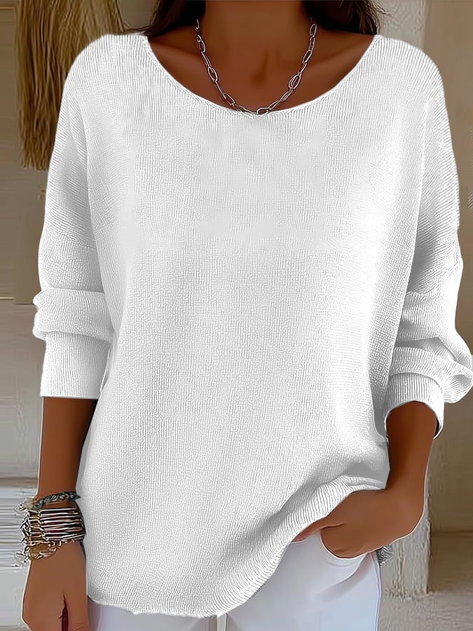 Casual Autumn and Winter Long-Sleeved Ribbed Shirt
