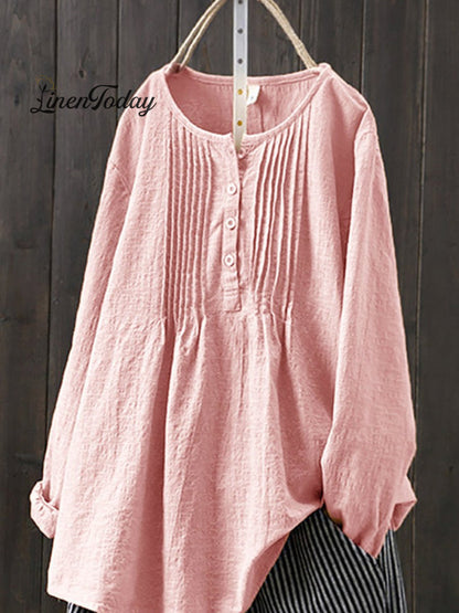 Retro Cotton and Linen Casual Shirt
