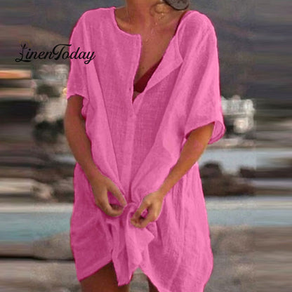 Simple Lazy Style Cotton Linen Shirt