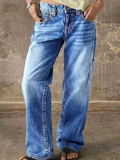 Solid Color Casual Denim Pants
