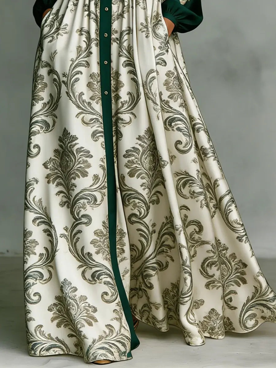 Retro Ethnic Floral Art Elegant Romantic Casual Vacation Maxi Dress