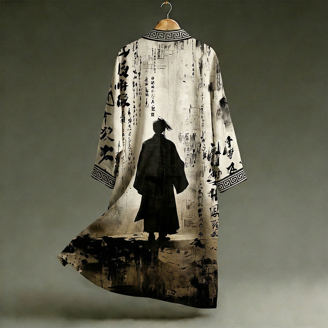 Japanese Style Calligraphy Art Pattern Casual Kimono