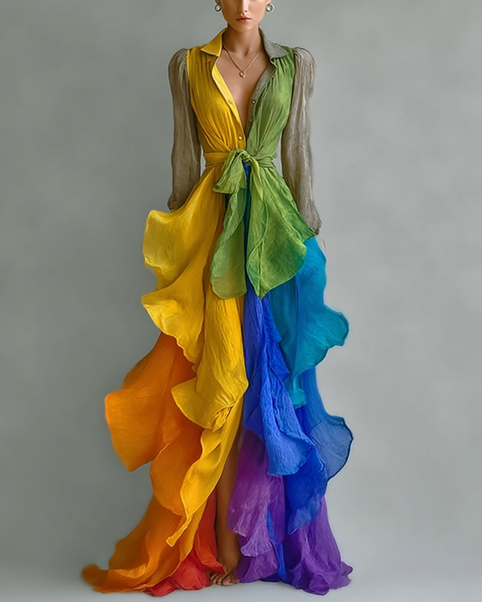 Vibrant Summer Rainbow-Colored Dress 8612