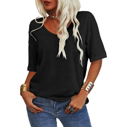 Solid Color V-Neck T-Shirt