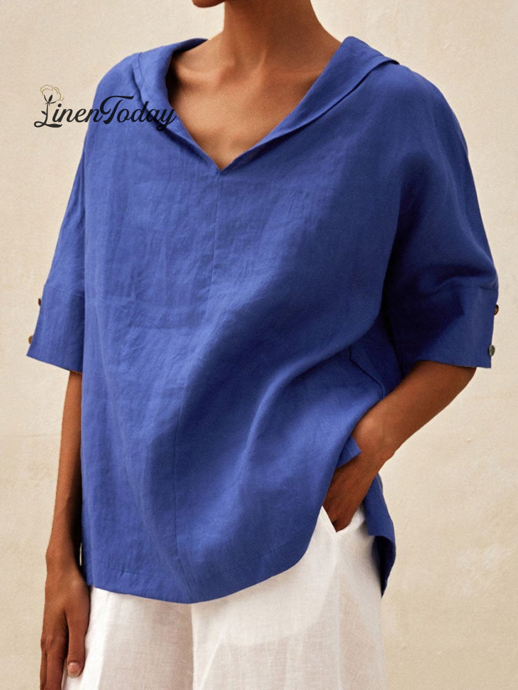 Casual Linen V-Neck Shirt