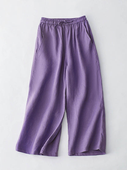 Breathable Elastic Pocket Lazy Casual Cotton and Linen Loose Pants