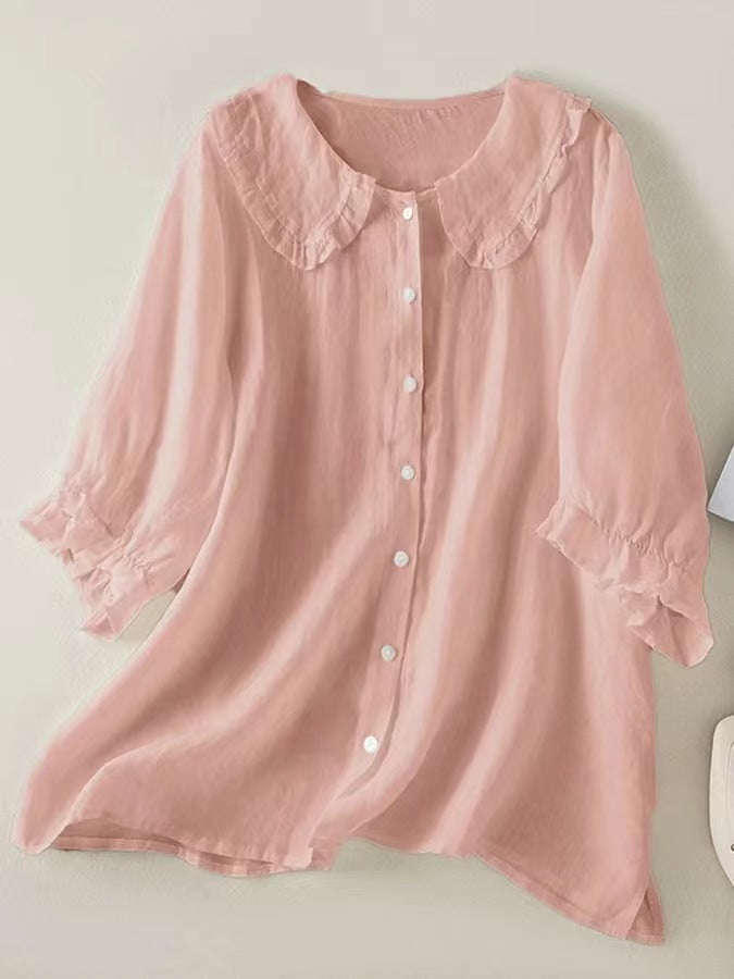 Peter Pan Collar Cotton Shirt