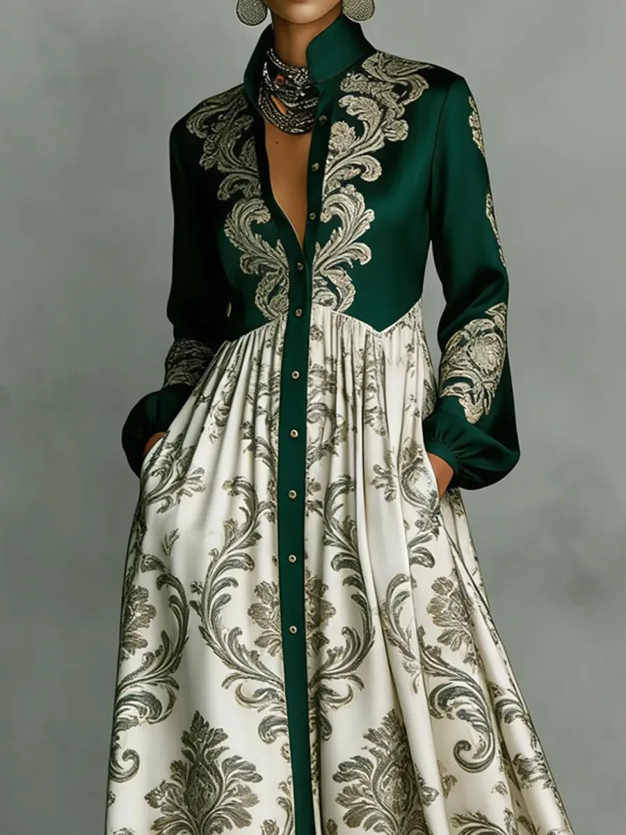 Retro Ethnic Floral Art Elegant Romantic Casual Vacation Maxi Dress