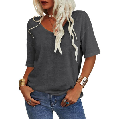 Solid Color V-Neck T-Shirt