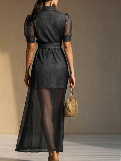Patchwork Organza Mini Dress and Organza Skirt Two-Piece Set