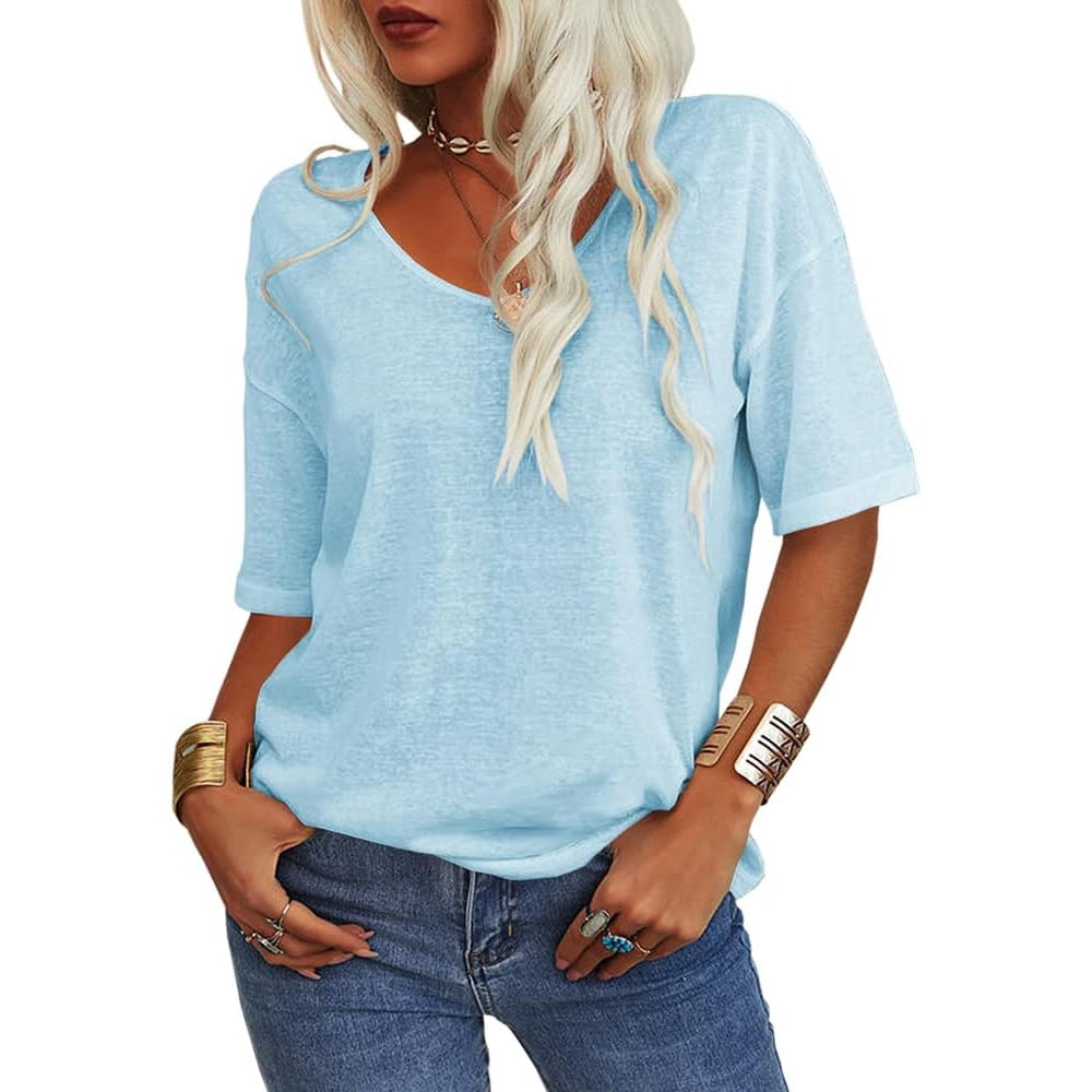 Solid Color V-Neck T-Shirt