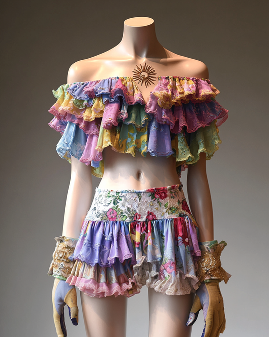 Sexy Elegant Ruffle Top with Skirt Two-Piece Swimsuit A5d1