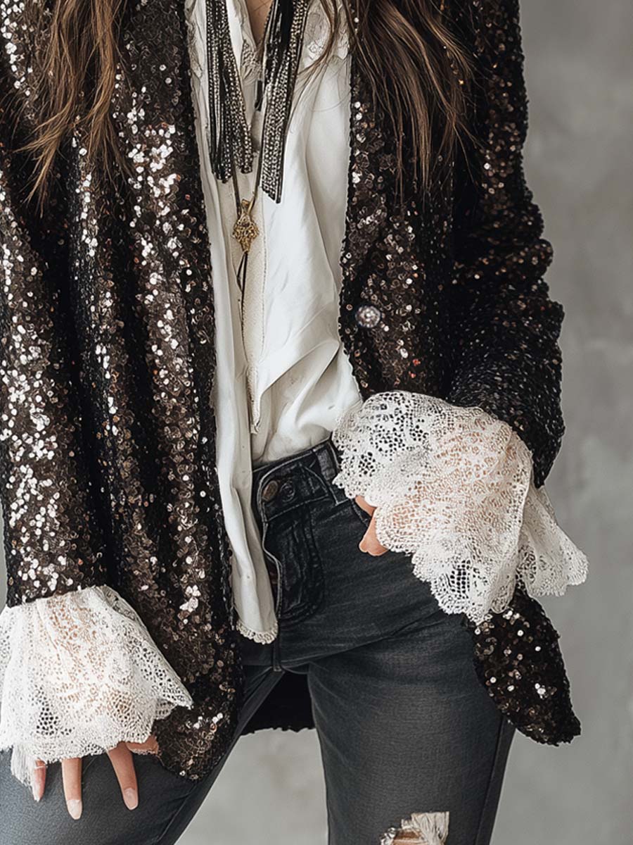 Retro Sequined Casual Jacket