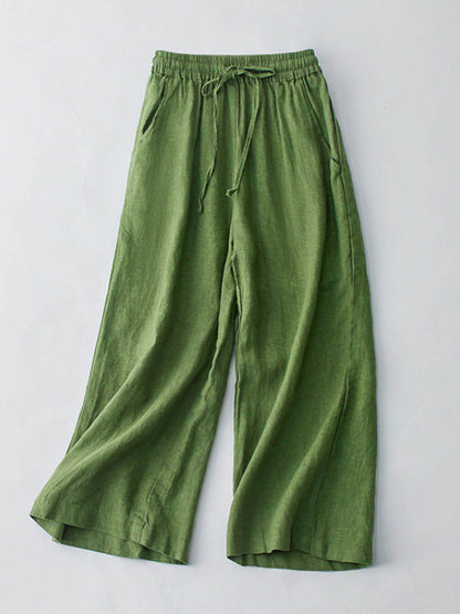 Breathable Elastic Pocket Lazy Casual Cotton and Linen Loose Pants