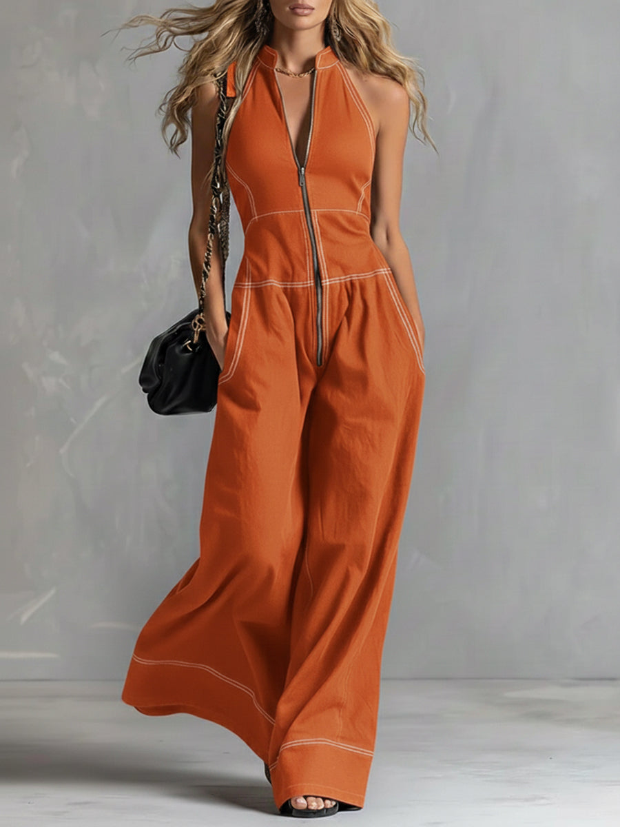🔥 Casual Zippered Cotton Jumpsuit with the Ultimate Everyday Must-Have
