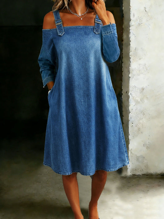 Off-Shoulder Casual Loose Denim Dress