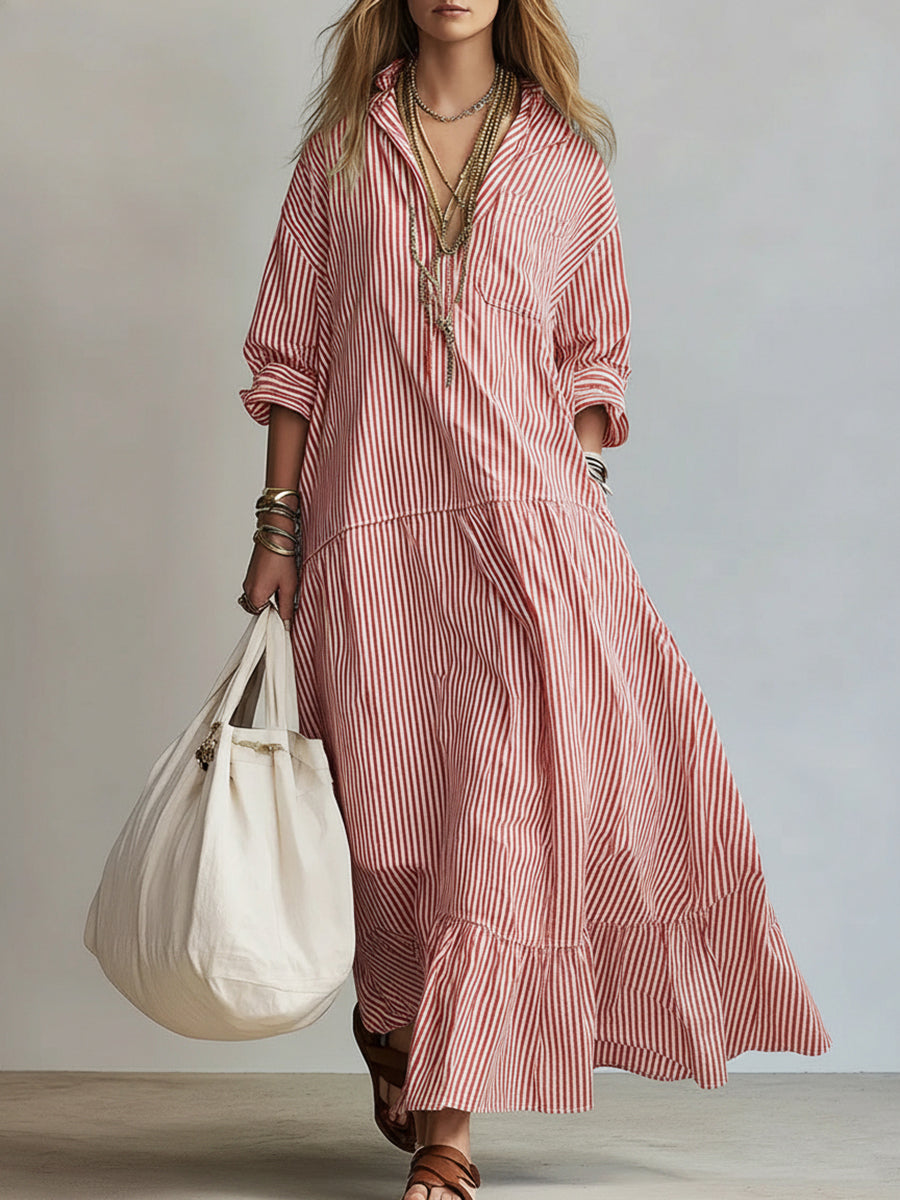 Casual Striped Loose-Fitting Dress