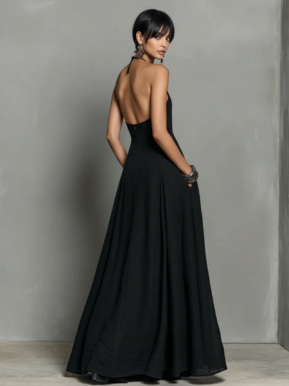 Minimalist and Elegant Halter Neck Maxi Dress