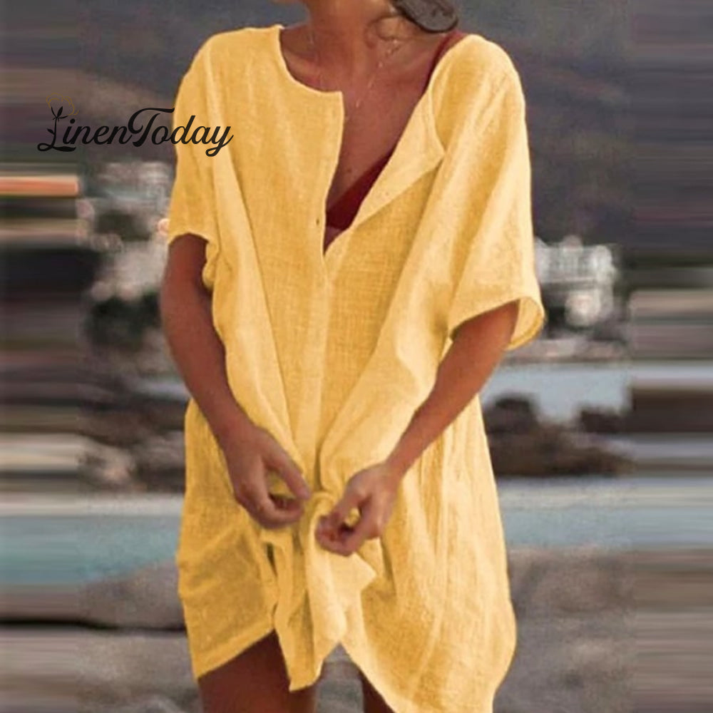 Simple Lazy Style Cotton Linen Shirt