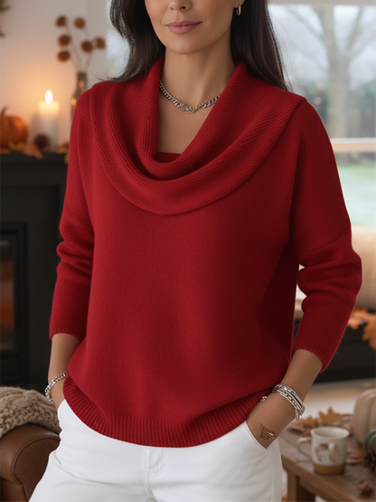 Soft and Elegant Solid Color Ruffled Collar Sweater Top