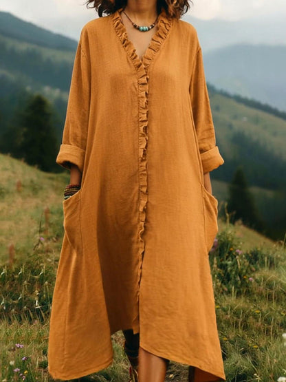 Vintage Lace V-Neck Irregular Hem Dress