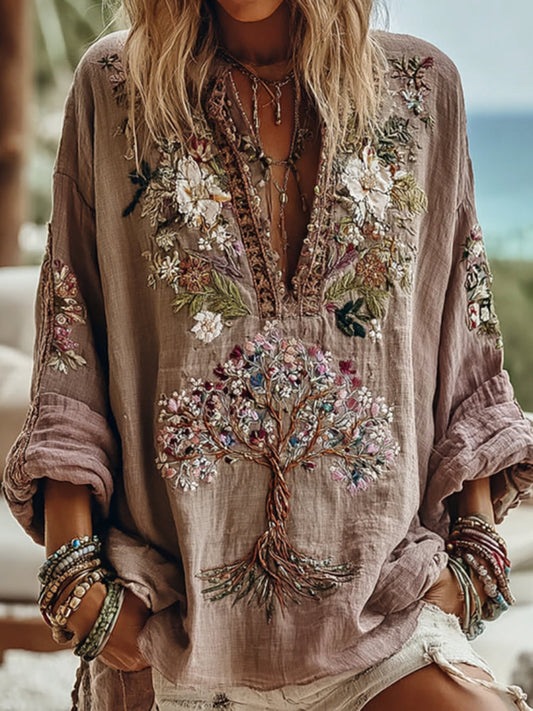 Tribal Tree of Life Floral Art Casual Shirt