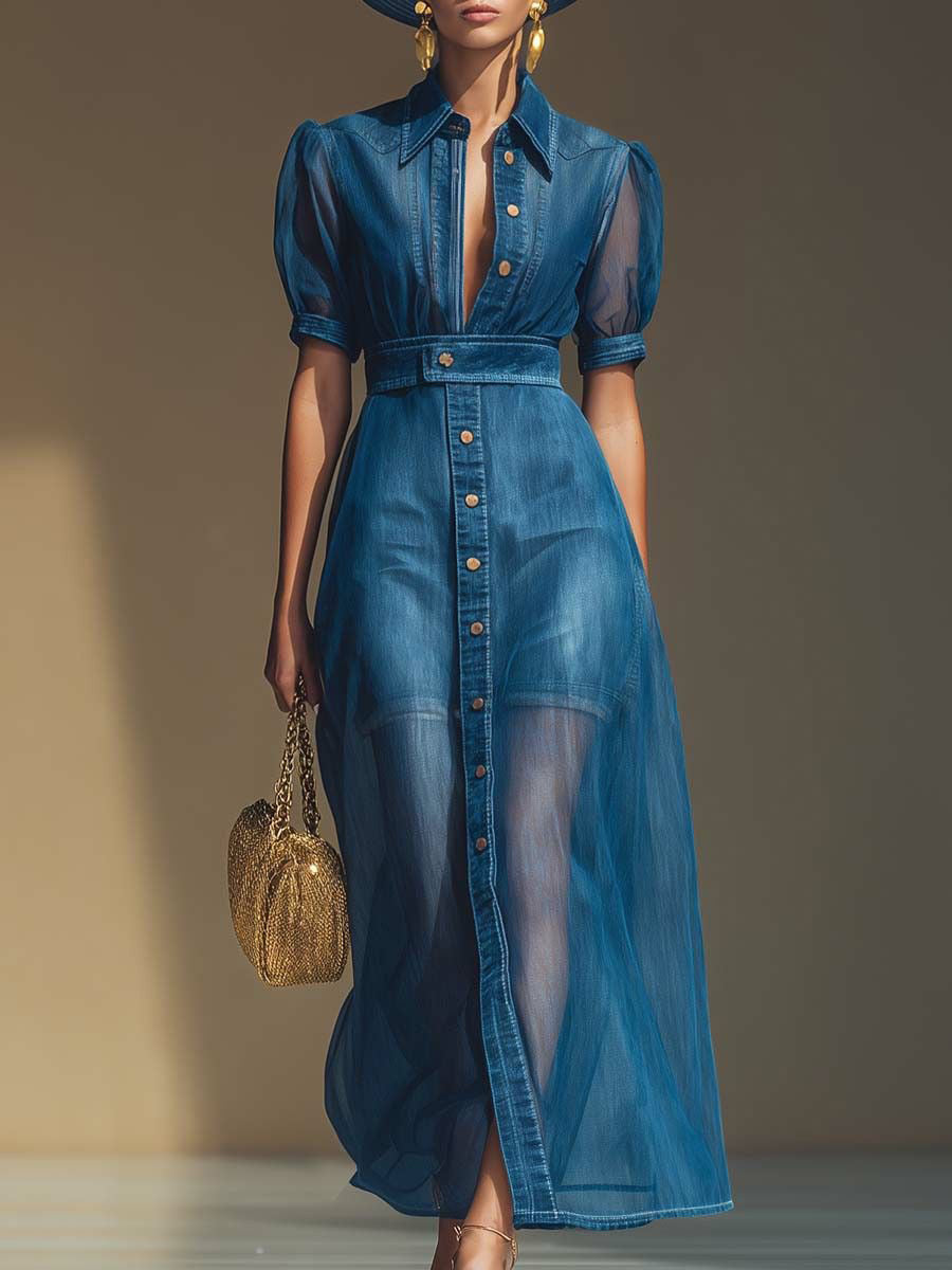 Patchwork Organza Mini Dress and Organza Skirt Two-Piece Set