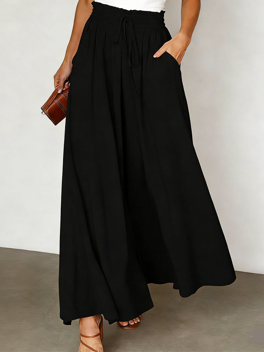 Elastic Wide-Leg High-Waisted Trousers