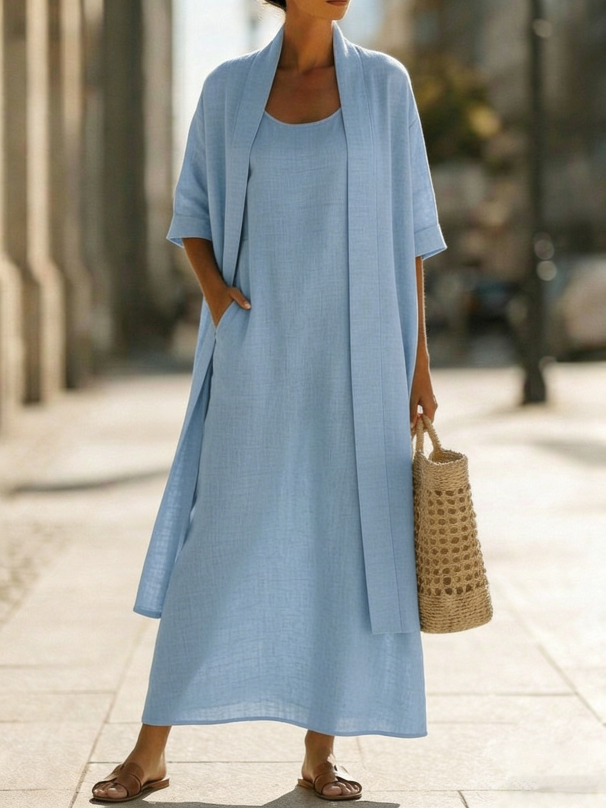 Minimalist Linen-Cotton Two-Piece Set with Comfortable for Everyday Wear