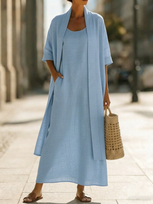 Minimalist Linen-Cotton Two-Piece Set with Comfortable for Everyday Wear