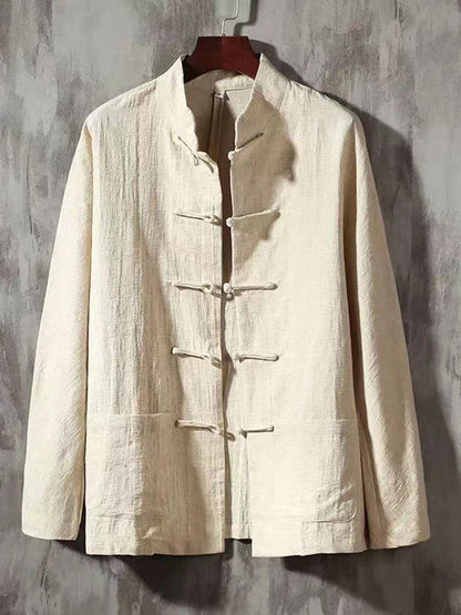 Men's Vintage Button Down Cotton Linen Comfy Jacket