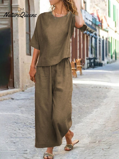 Solid Color Short-Sleeve Suit