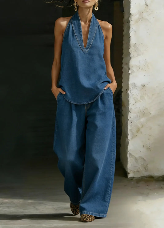 Fashion Cozy Minimalist Two-Piece Denim Set