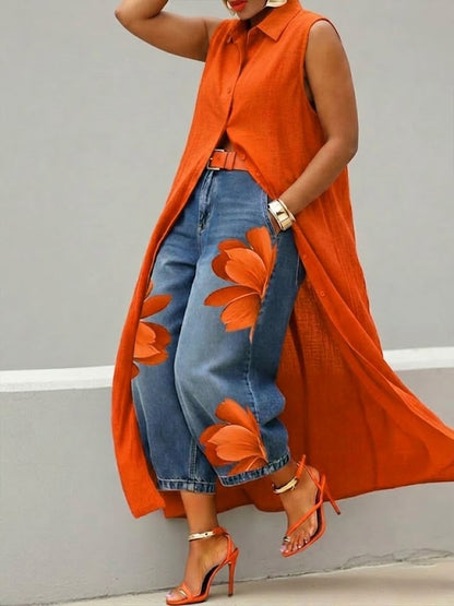 Loose-Fit, Casual, Sleeveless Linen and Cotton Shirt Dress
