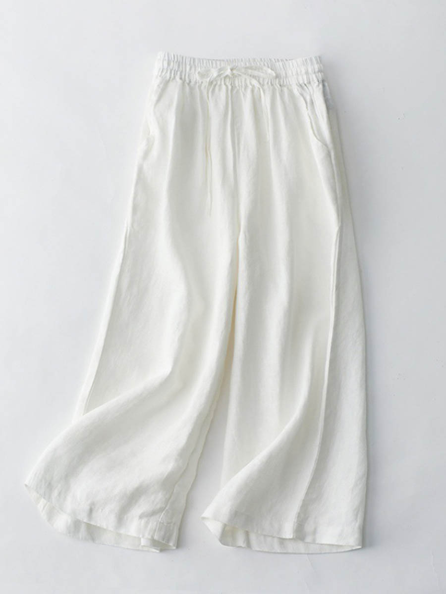 Breathable Elastic Pocket Lazy Casual Cotton and Linen Loose Pants