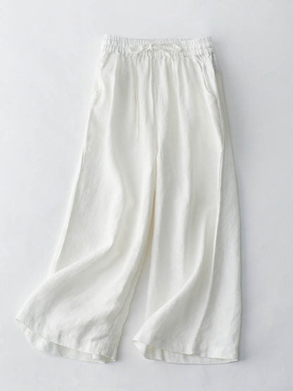 Breathable Elastic Pocket Lazy Casual Cotton and Linen Loose Pants