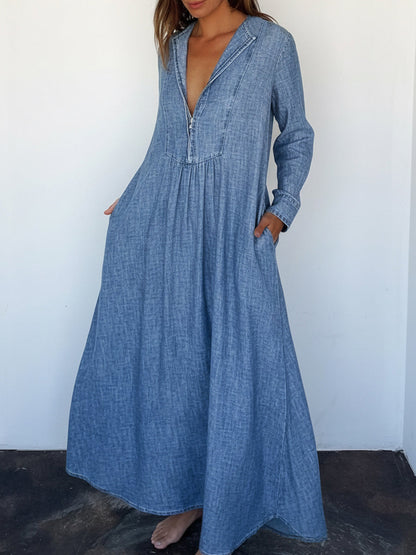 Cozy Loose-Fitting Denim Dress